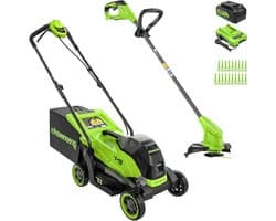 Accu grasmaaier - Elektrisch gereedschap - Gazon onderhoud - Borstelloze motor - 33 cm maaibreedte - Groen