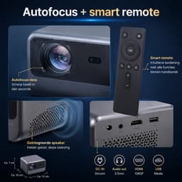 Ryoudavell -Mini Beamer - Smart 1080P Full HD - 4K Ondersteuning - 10.000 Lumen - WiFi & Bluetooth - Ingebouwde Speakers - Draagbare Thuisbioscoop - iOS & Android - Autofocus + Smart Remote — thumbnail 3