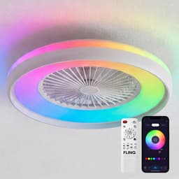 FlinQ LumiFan XL Ø60 cm Smart Plafondventilator met Verlichting - Lamp met 16 Miljoen Kleuren - Ventilator voor aan het Plafond - Ideaal voor op de Slaapkamer - Bestuurbaar met App of Afstandsbediening — thumbnail 1