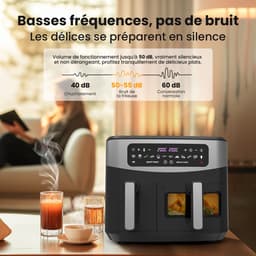 Dubbele heteluchtfriteuse met kijkvenster, 10L (4L x 6L), 2600W capaciteit dubbele Airfryer, 12-in-1-programma's, Air Fryer met touchscreen — thumbnail 6