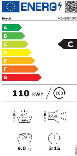 BOSCH WQH245A4FG Serie 6, Droogkast met warmtepomp, 9 kg Auto Dry, Iron Assist en Smart Dry — thumbnail 2