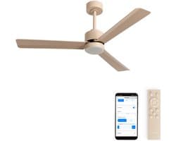 CREATE - Stille plafondventilator 40W met licht - Zand - Ø132cm - WIFI + Afstandsbediening - WIND MODERN