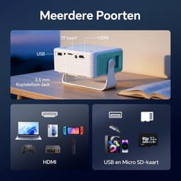 SNJY® Mini Beamer - Mini Projector - Beamer Full HD - 180° Draaibaar - 50% Zoom - Wit — thumbnail 3