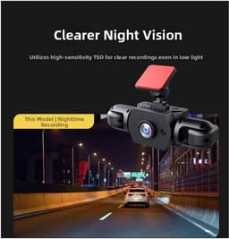360° Full View Car Dashcam, 4K UHD Front & 1080P zij-achteruitrijcamera, met bewegingsdetectie, ondersteunt fietsopname, slimme parkeerbewakingscamera, 170 graden groothoek-dashcam (drie lenzen) — thumbnail 3