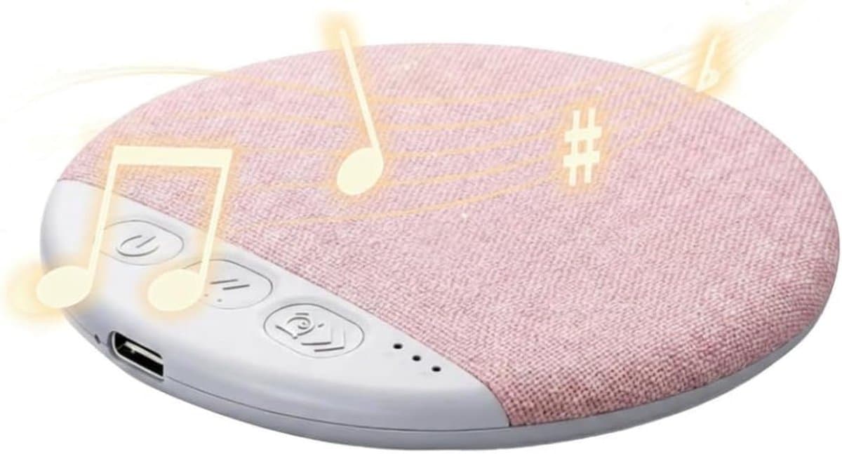 Ultradunne Bluetooth-kussenspeaker – een mini-draagbare speaker die onder je kussen past – een draadloos slaapapparaat met witte ruis en een timerfunctie – voorzien van geluidsgeleiding naar de benen – geschikt voor zijslapers – roze — afbeelding 1