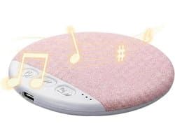 Ultradunne Bluetooth-kussenspeaker – een mini-draagbare speaker die onder je kussen past – een draadloos slaapapparaat met witte ruis en een timerfunctie – voorzien van geluidsgeleiding naar de benen – geschikt voor zijslapers – roze