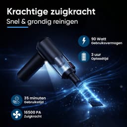 CarMe 2-in-1 Auto Stofzuiger Pro - Zuigen & Blazen - Kruimeldief - 8 Opzetstukken - Oplaadbaar - Handstofzuiger - Air Duster - Zwart — thumbnail 4