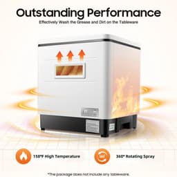 Vaatwasser - Vrijstaand - Slimme tafel-vaatwasser - Bestekmandje - voor thuiskeuken - Draagbaar - Aanrecht - Automatische vaatwasser - 220V - 1500W - Capaciteit 41-60L - Wit — thumbnail 4