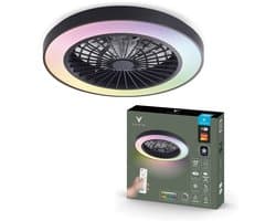 Varin® Plafondventilator met verlichting - Zwart - Tuya Wifi - LED 30W RGBW - Ø 50cm - Super stil - Afstandsbediening smart lamp - Plafondlamp slaapkamer - Plafonniere woonkamer - Plafondlampen - Plafond lamp - Verlichting kinderkamer - Ventilator — afbeelding 1