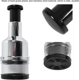 Handmatige Hakmolen - RVS - Ui en Knoflook Snijder - Hakker met Drukknop - RVS Groentesnijder - Keukenhulp voor Uien, Groenten & Kruiden - Vaatwasserbestendig - Handmatige Food Processor - Zilver/Zwart — thumbnail 2