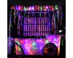 Led-licht ijzige regen sprookjesachtige verlichting buiten, lichtgordijn buiten 4m x 0.6m met stekker, lichtketting gordijn raam kersttimer voor binnen bruiloft feest balkondecoratie-Veelkleurig