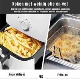 REN® Airfryer xl - Airfryer xxl - Heteluchtfriteuse - Frituur, grill, bak en braad - Wit - 37cm x 30cm x 36cm — thumbnail 7