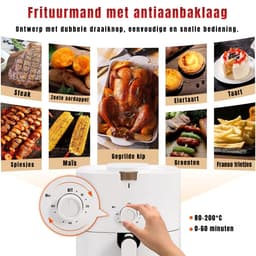 REN® Airfryer xl - Airfryer xxl - Heteluchtfriteuse - Frituur, grill, bak en braad - Wit - 37cm x 30cm x 36cm — thumbnail 4
