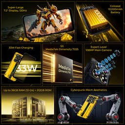 OUKITEL WP60 Rugged Smartphone 5G - 36GB RAM - 512GB ROM - 7,2 inch 120Hz - 10000mAh 33W - 108MP Camera - Dual SIM - Android 15 - NFC GPS - Zwart — thumbnail 4