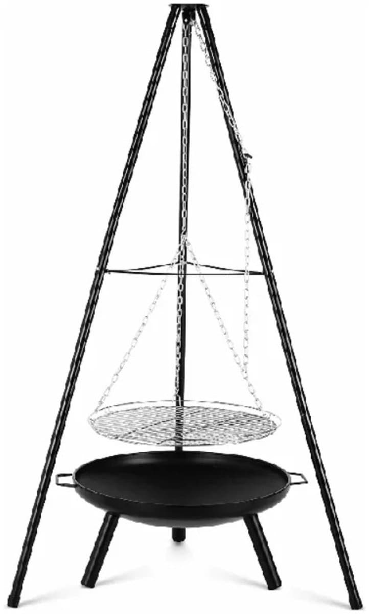 Rolu Barbecue – Vuurschaal BBQ – 94 × 94 × 149,5 CM – Grill Set - Grilloppervlak Ø52 CM – Driepoot Constructie – Dutch Oven — afbeelding 1