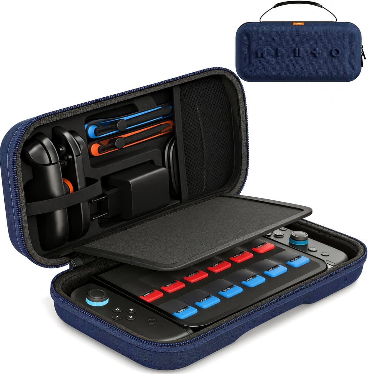 Sounix Case Geschikt voor Nintendo Switch 2 - Ingebouwde standaard - Hoesje Geschikt voor Switch 2 - Beschermhoes - Opbergtas -Blauw — afbeelding 1