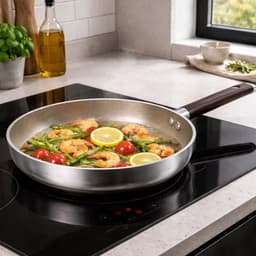 Cheffinger, Anti-aanbakkoekenpan 28 cm, geschikt voor inductie, met handvat in houtlook, Zilver — thumbnail 4