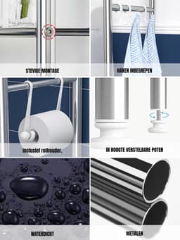 KAD® Wasmachine Ombouw - Wasmachine Kast - Wasmachine Meubel - Zilver - 25cm x 65cm x 160cm — thumbnail 5