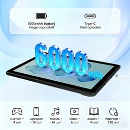 Tablet X6 - 10.1 inch - A537 Chip - 34GB RAM(6G+28GB) - 128GB - WiFi6 - Zwart — thumbnail 3