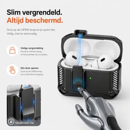 Sounix Hoesje geschikt voor Airpods Pro 1 / 2 - Met schoonmaak borstel - Airpods Pro Hoesje - Armor Case met Lock - Zwart — thumbnail 2