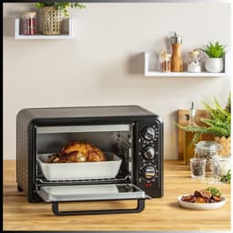 RVV® Heteluchtoven - Oven - Airfryer Oven - Zilveren Rand - - Zwart- 32cm x 47cm x 30cm — thumbnail 7