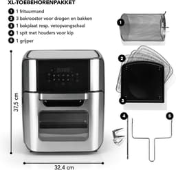 RVV® Heteluchtoven - Oven - Airfryer Oven - Roestvrij Staal - Zilver- 36cm x 33cm x 38cm — thumbnail 4