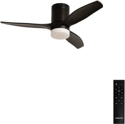 CREATE - Stille 40W plafondventilator met technische ABS bladen (Ø112cm) (ruimtes ≤10m²) - Zwart - Met licht - Afstandsbediening - WIND CALM — thumbnail 1