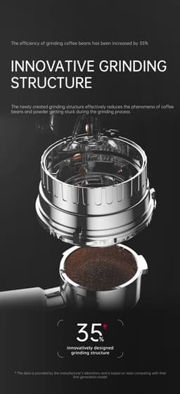 BlitzHome CM5520 Espressomachine met Ingebouwde Koffiemolen, 20 Bar, 1350W, Touchscreen, Voorverwarmingsindicator & 1,8L Watertank – Zwart | Volwaardige Espresso in — thumbnail 5