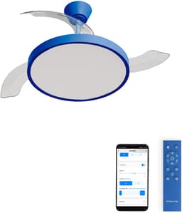 CREATE - Plafondventilator 40W stil met intrekbare bladen met licht - Ø108cm - Kobaltblauw - WIFI + afstandsbediening - WIND CLEAR STUDIO — thumbnail 1