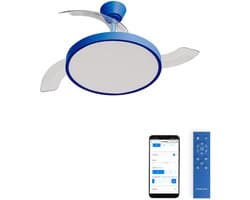 CREATE - Plafondventilator 40W stil met intrekbare bladen met licht - Ø108cm - Kobaltblauw - WIFI + afstandsbediening - WIND CLEAR STUDIO