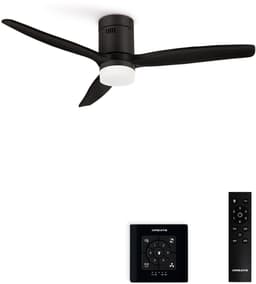 CREATE - Stille 40W plafondventilator met technische ABS bladen (Ø112cm) (ruimtes ≤10m²) - Zwart - Met licht - Controller voor wandmontage+Afstandsbediening - WIND CALM — thumbnail 1
