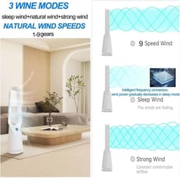 Elektrische Torenventilator - Bladloze Ventilator - Koelte Thuis - 120 Graden Oscillatie - 97 Cm Hoog - Wit — thumbnail 3