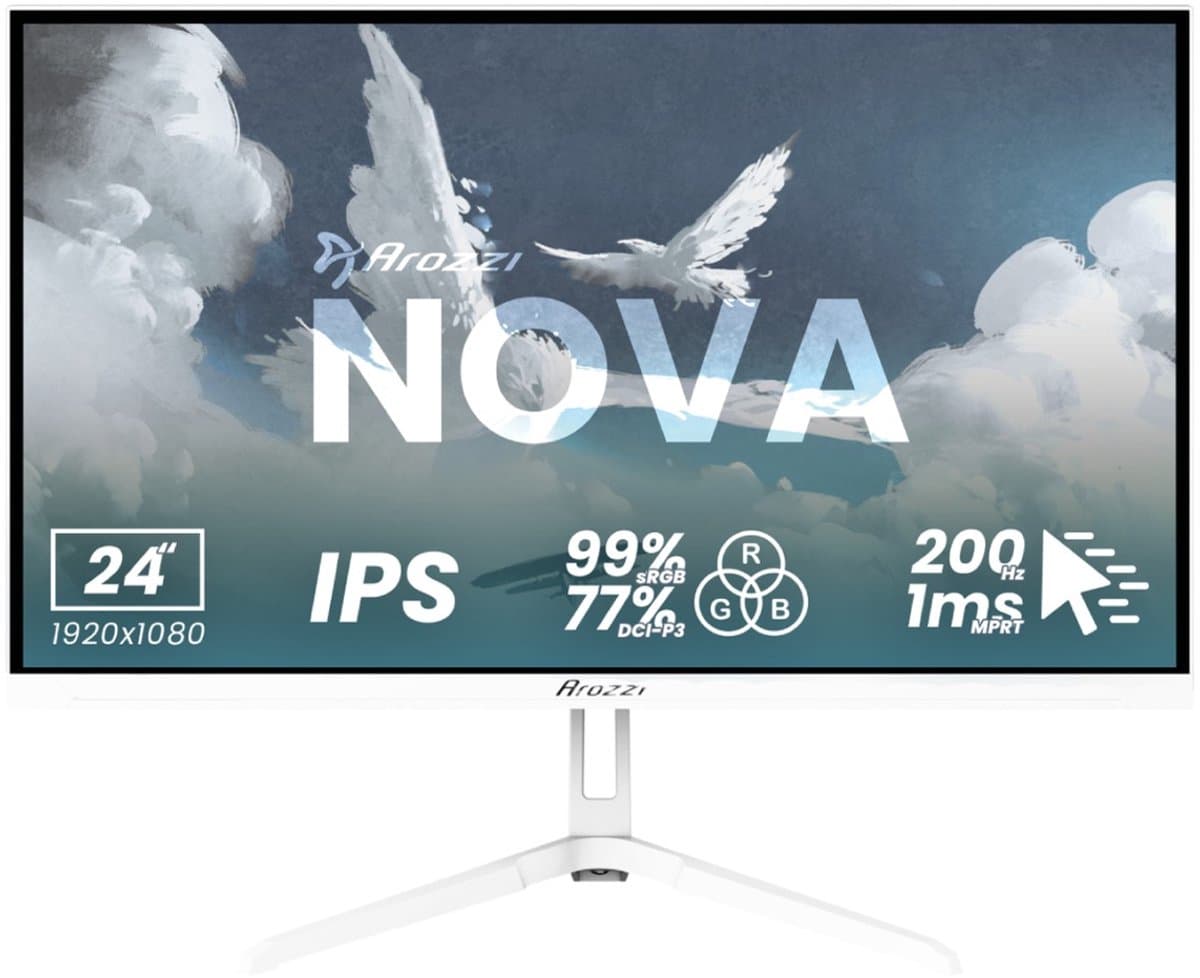 Arozzi Nova 24" Gaming Monitor - Full HD IPS - 200Hz - Wit — afbeelding 1