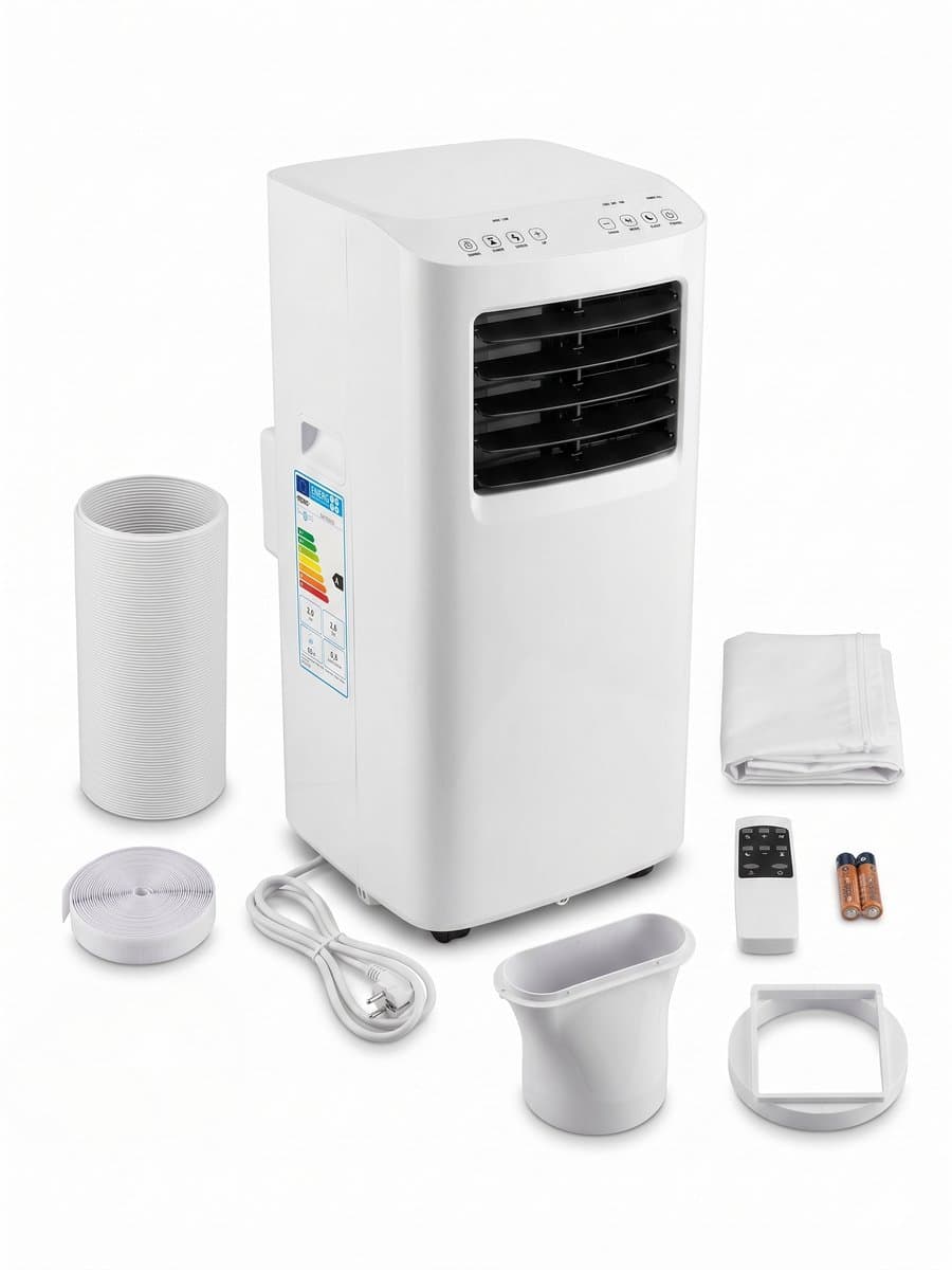 TRONIC® Mobiele airco 9000 BTU - Mobiele airconditioner - Lokale Airco - 3 in 1: koelen, ontvochtigen of ventileren - Temperatuur: 16 tot 31 °C - Geschikt voor ruimtes tot 60 m³ - Bedieningspaneel met soft touch — afbeelding 1