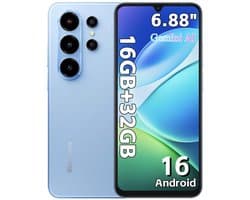 Blackview WAVE 10C Smartphone - Telefoon Dubbele Sim 4G - 6,88" HD+ IPS - 16GB(4+12) RAM - 32GB ROM - 5000 mAh - Android 16 - GPS - Blauw