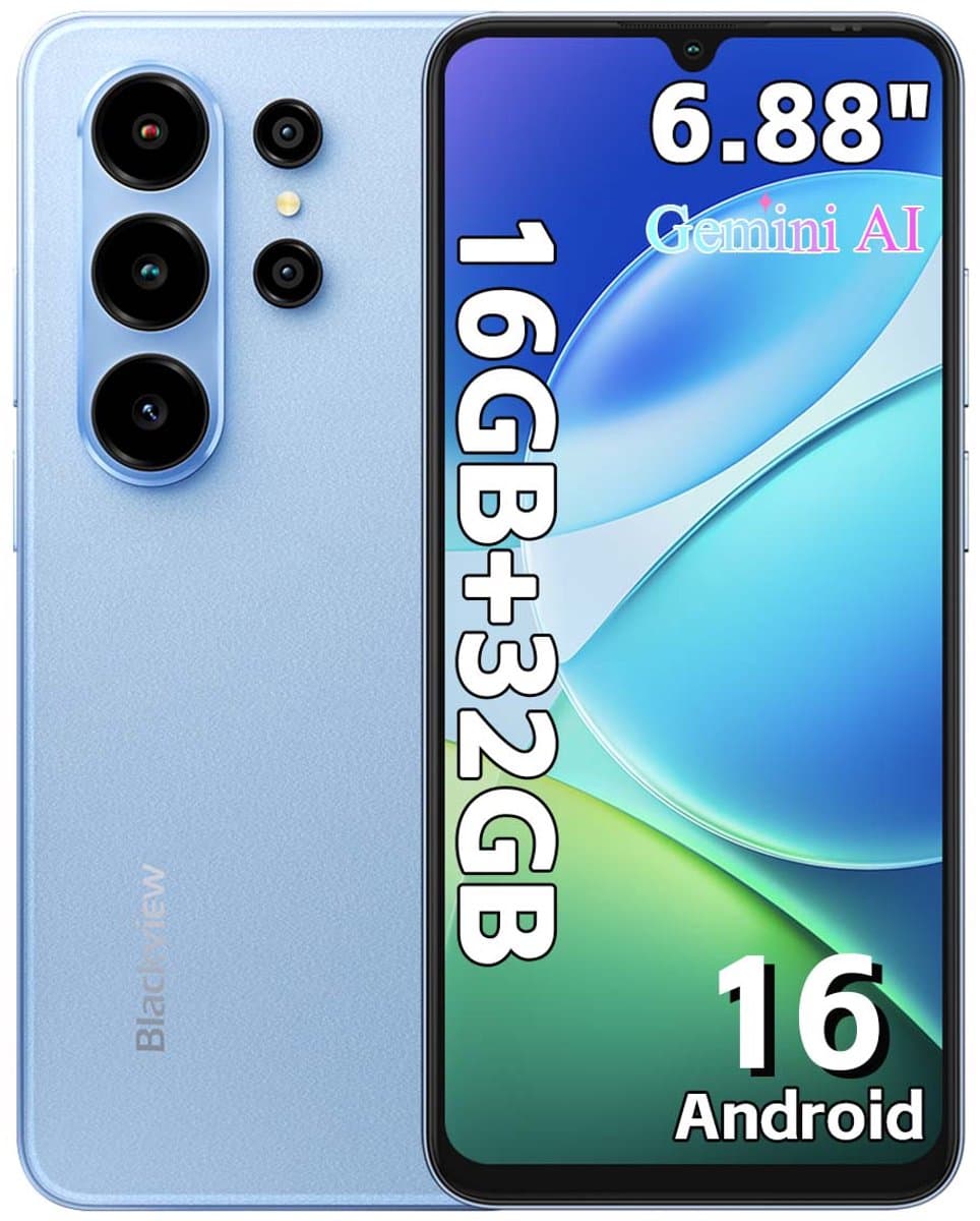 Blackview WAVE 10C Smartphone - Telefoon Dubbele Sim 4G - 6,88" HD+ IPS - 16GB(4+12) RAM - 32GB ROM - 5000 mAh - Android 16 - GPS - Blauw — afbeelding 1