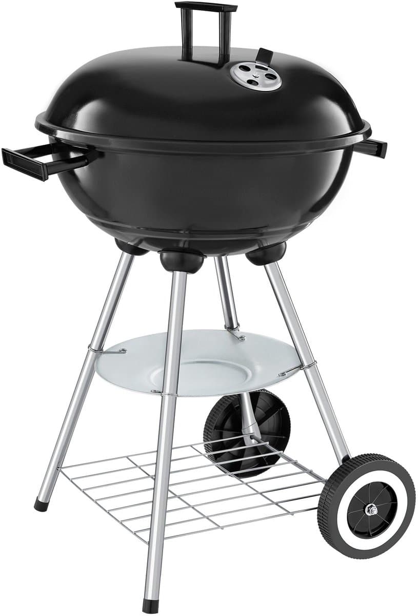 tectake® Houtskool Barbeque - Kogel BBQ - Ø 41,5 cm Grillplaat - Grill met 2 Wielen - Smoker met Deksel - Rond - Zwart - Metaal — afbeelding 1