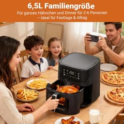 Heteluchtfriteuse XL - Airfryer met venster - Gezond koken - 8 programma's touchscreen - 65 liter - Zwart — thumbnail 5