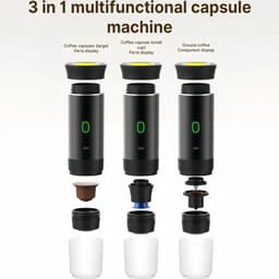Draagbaar koffiezetapparaat, 3-in-1 elektrisch koffiezetapparaat, geschikt geschikt voor koffiecapsules en gemalen koffie, ondersteunt koud zetten en verwarmen (wit). — thumbnail 3