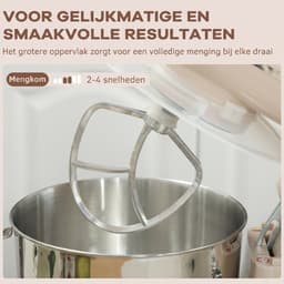 TEKROA® Keukenmachine 1300W - Keukenrobot - 4.5L - Foodprocessor met 6 - standen - Mixer met Mengkom - BPA-vrij - Keukenmixer - 3 Accessoires - Beige — thumbnail 3