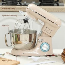 TEKROA® Keukenmachine 1300W - Keukenrobot - 4.5L - Foodprocessor met 6 - standen - Mixer met Mengkom - BPA-vrij - Keukenmixer - 3 Accessoires - Beige — thumbnail 5