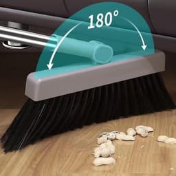 Bezem Stoffer Set - Reinigingsgereedschap - Efficiënt Vegen - Staande Stofopvang - 3-delig - Grijs — thumbnail 2