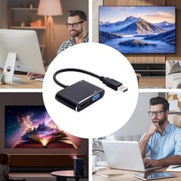 USB naar HD Adapter - Monitor Kabel - Beeld Overzetten - Plug and Play - 1920x1080 Resolutie - Zwart — thumbnail 4
