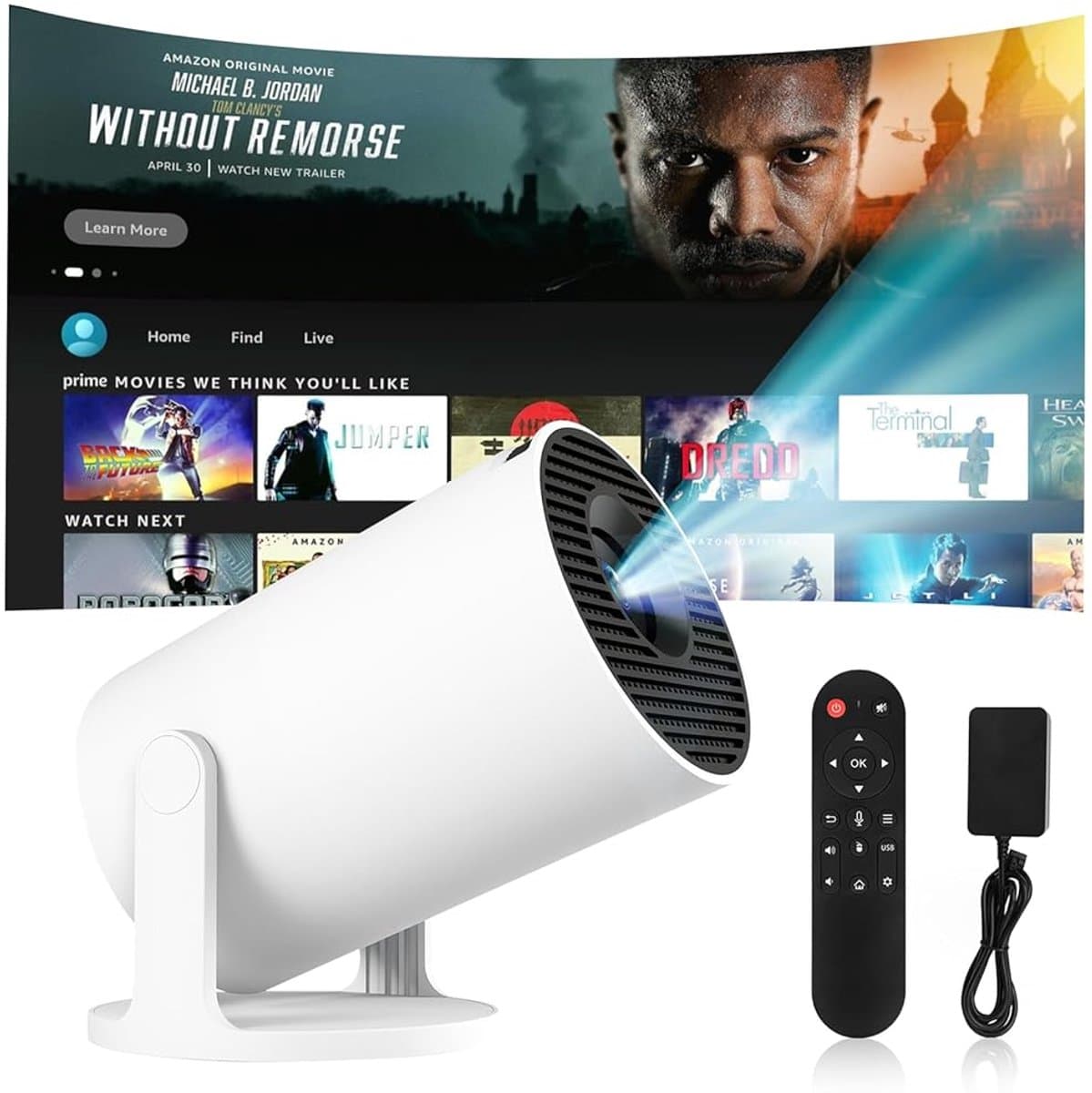 Mini Beamer 4K – Draagbare Projector Android 11, WiFi 6 & Bluetooth 5.4 – 180° Draaibaar, 1080P Full HD — afbeelding 1