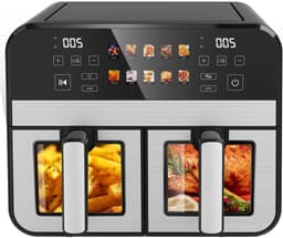 Heteluchtfriteuse - Airfryer - Gezond Koken - Dubbele Lade - 10 Liter - Zwart — thumbnail 1