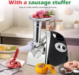 Elektrische Keukenmachine - Vleesmolen Tomatenmaker - Maaltijden Bereiden - 3-in-1 Functionaliteit - 3 Slijpplaten - Zilverkleurig — thumbnail 5