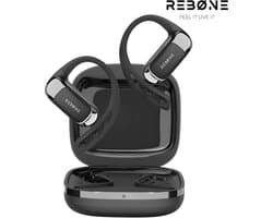 REBØNE® AERO Open Ear Oortjes - Sport Oordopjes - Oortjes Draadloos - Draadloze Oordopjes Hardlopen - Bluetooth 6.0 - 30 uur batterijduur - IPX5 Waterdicht - Zwart