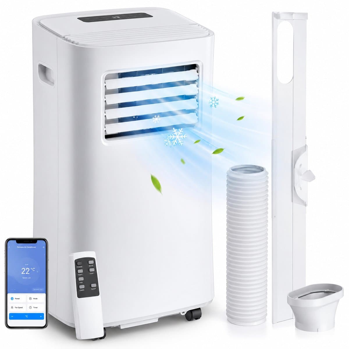 ITRONIQ Mobiele Airco 12000 BTU Met Wifi - 4-in-1 Airconditioner - Koelen - Verwarmen - Ontvochtigen - Ventilator - Smart - Wit — afbeelding 1