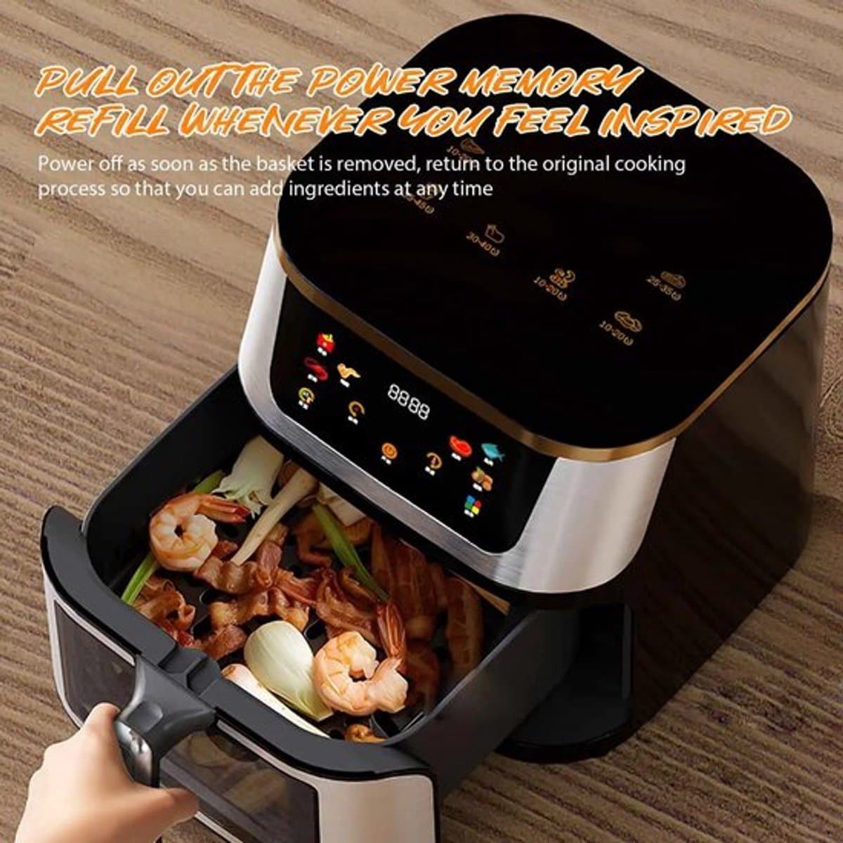 Heteluchtfriteuse – Airfryer - Airfryer Oven - 12L - 2000W - Touch Display - Airfryer Zonder Olie - Kijkvenster - RVS - Hoge Temperatuur - Zwart — afbeelding 1