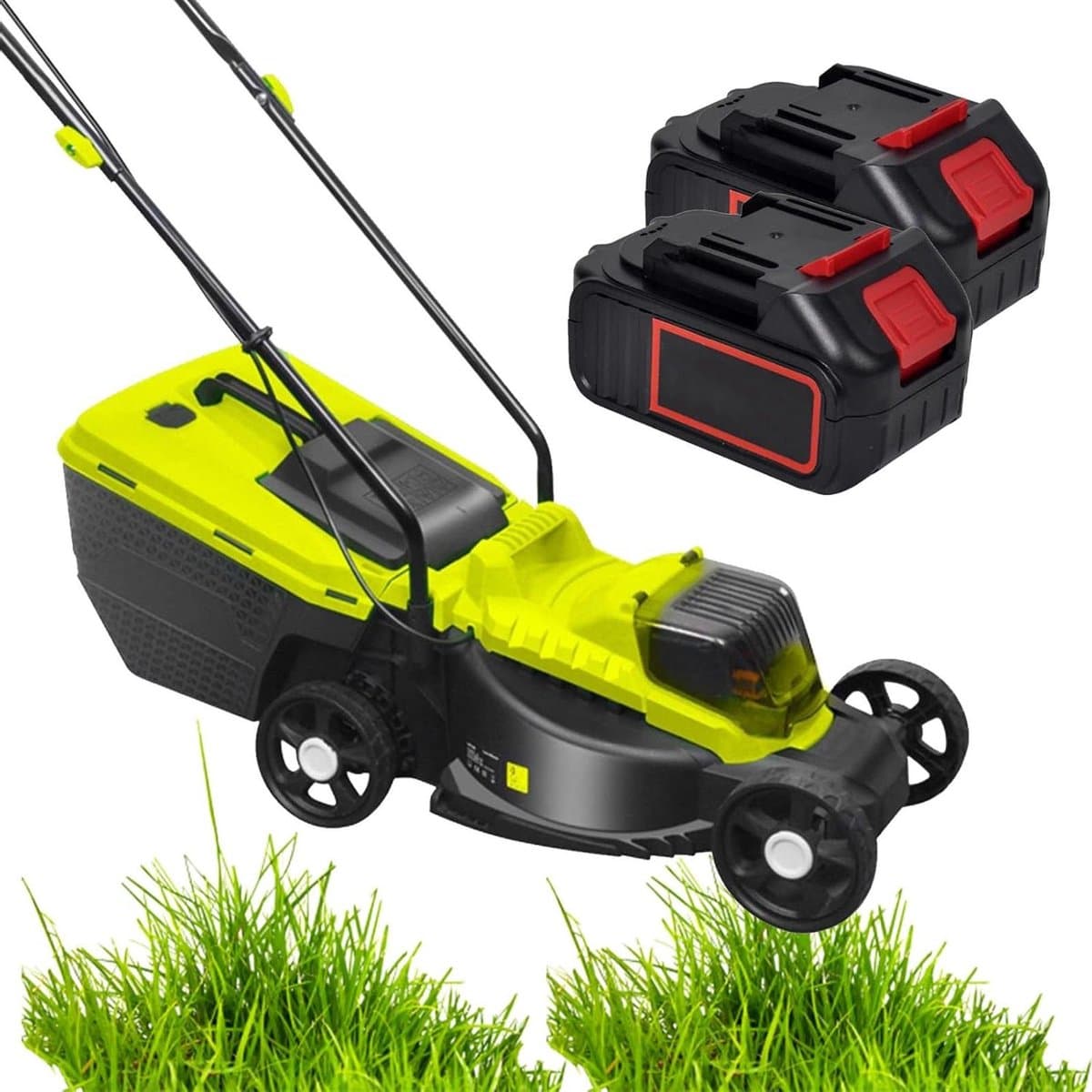 Accu Grasmaaier - Elektrische Grasmaaier - Gazon Onderhoud - Borstelloze Motor - 35L Opvangbak - Groen Zwart — afbeelding 1